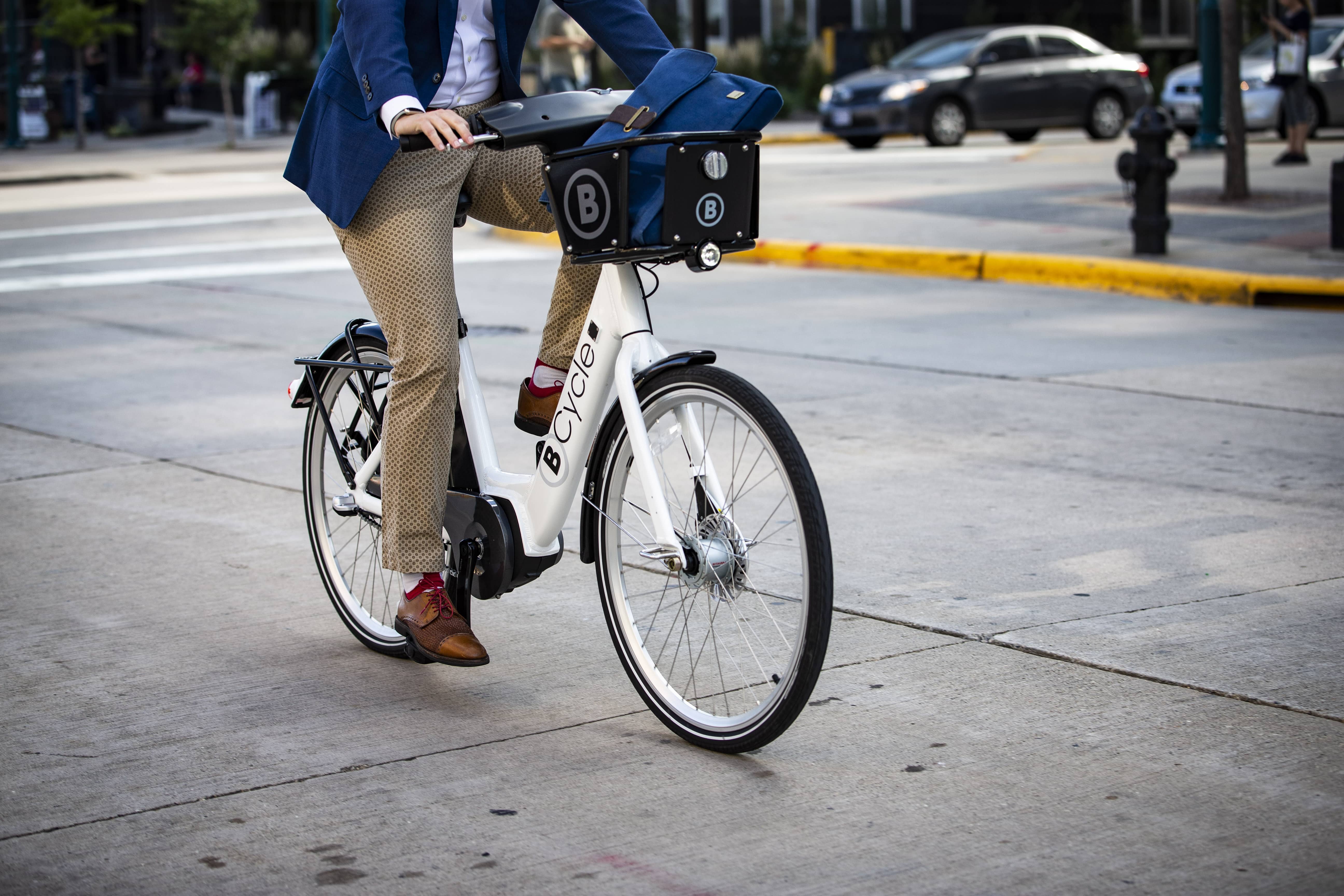 BCycle rider in business attire